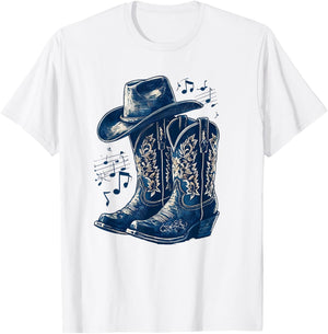Cowgirl Boot Line Dance Nashville Country Music Concert T-Shirt - T-Shirt | White