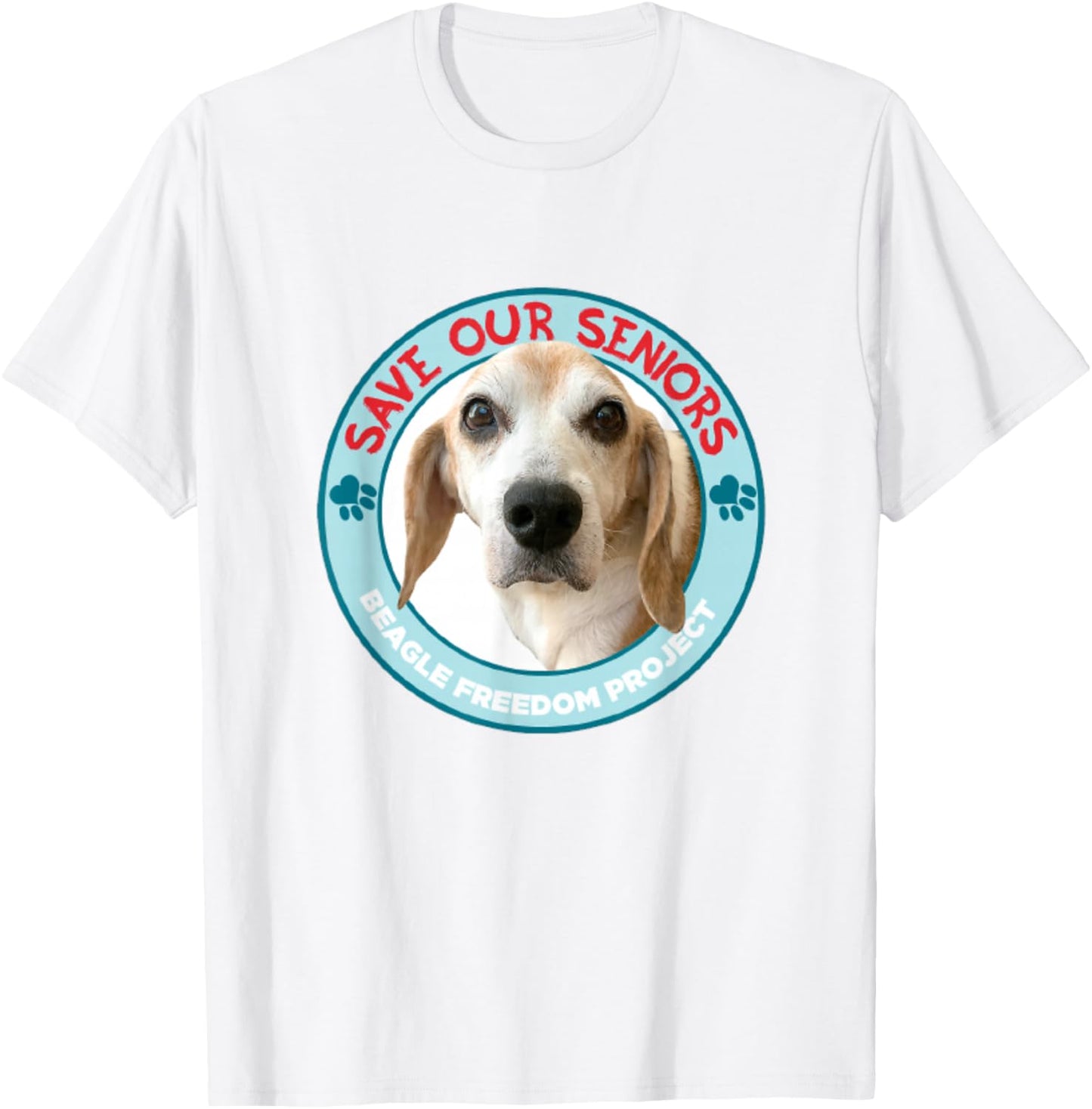 Beagle Freedom Project- Rescue Dogs- Save Our Seniors T-Shirt - T-Shirt | White
