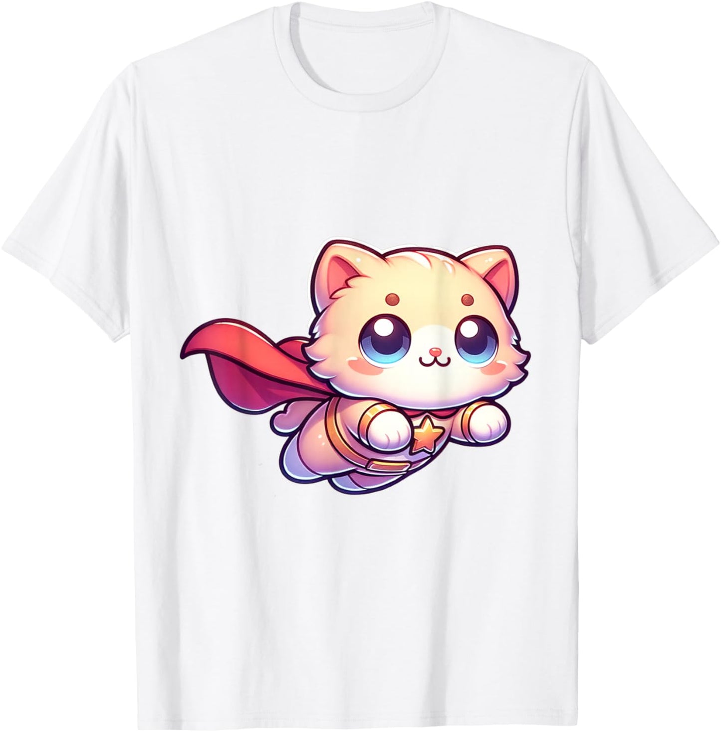 Cute Fluffy Super Hero Kitten Superhero Cat T-Shirt - T-Shirt | White