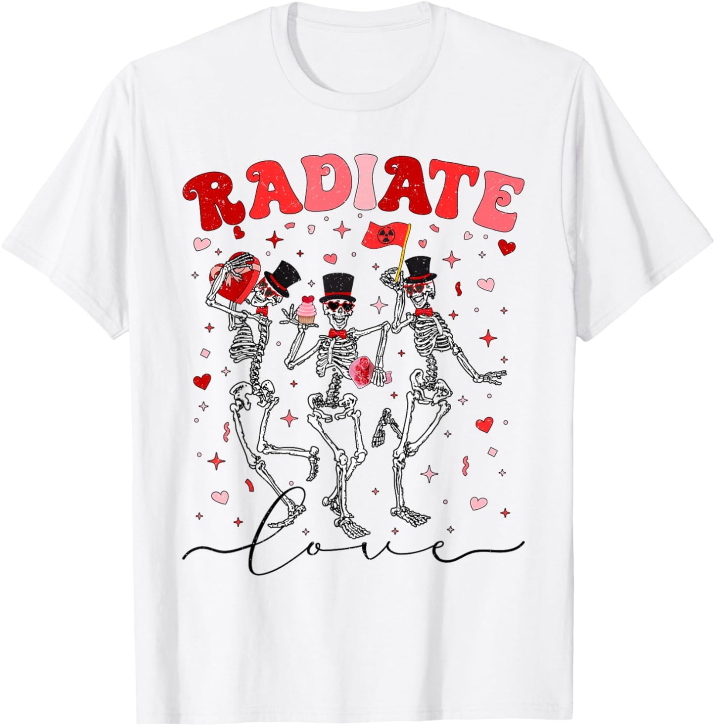 Radiate Love Radiation Therapist Valentines X-Ray Radiology T-Shirt - T-Shirt | White