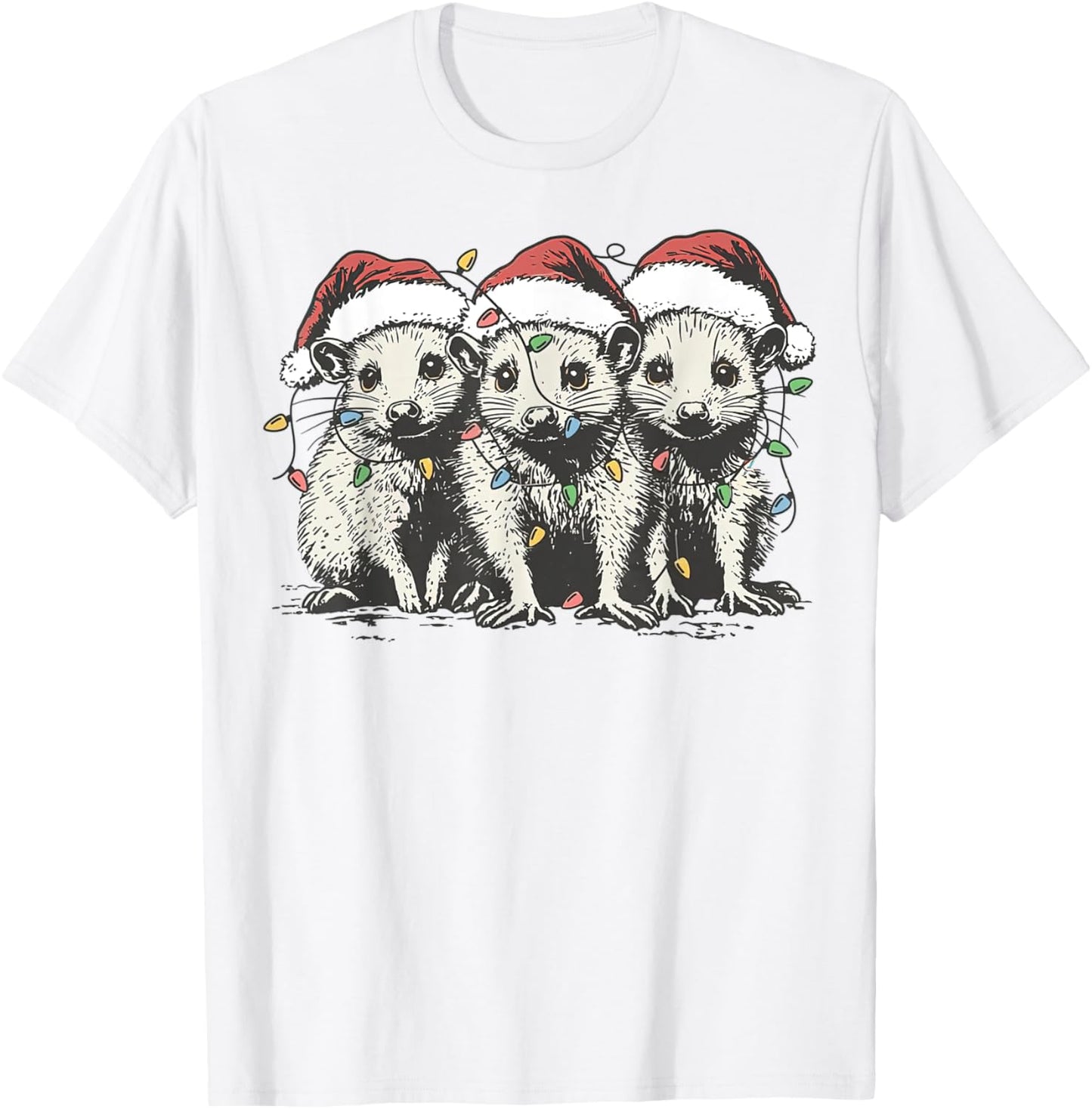 Vintage Cute Opossum Possum Christmas Girls T-Shirt - T-Shirt | White