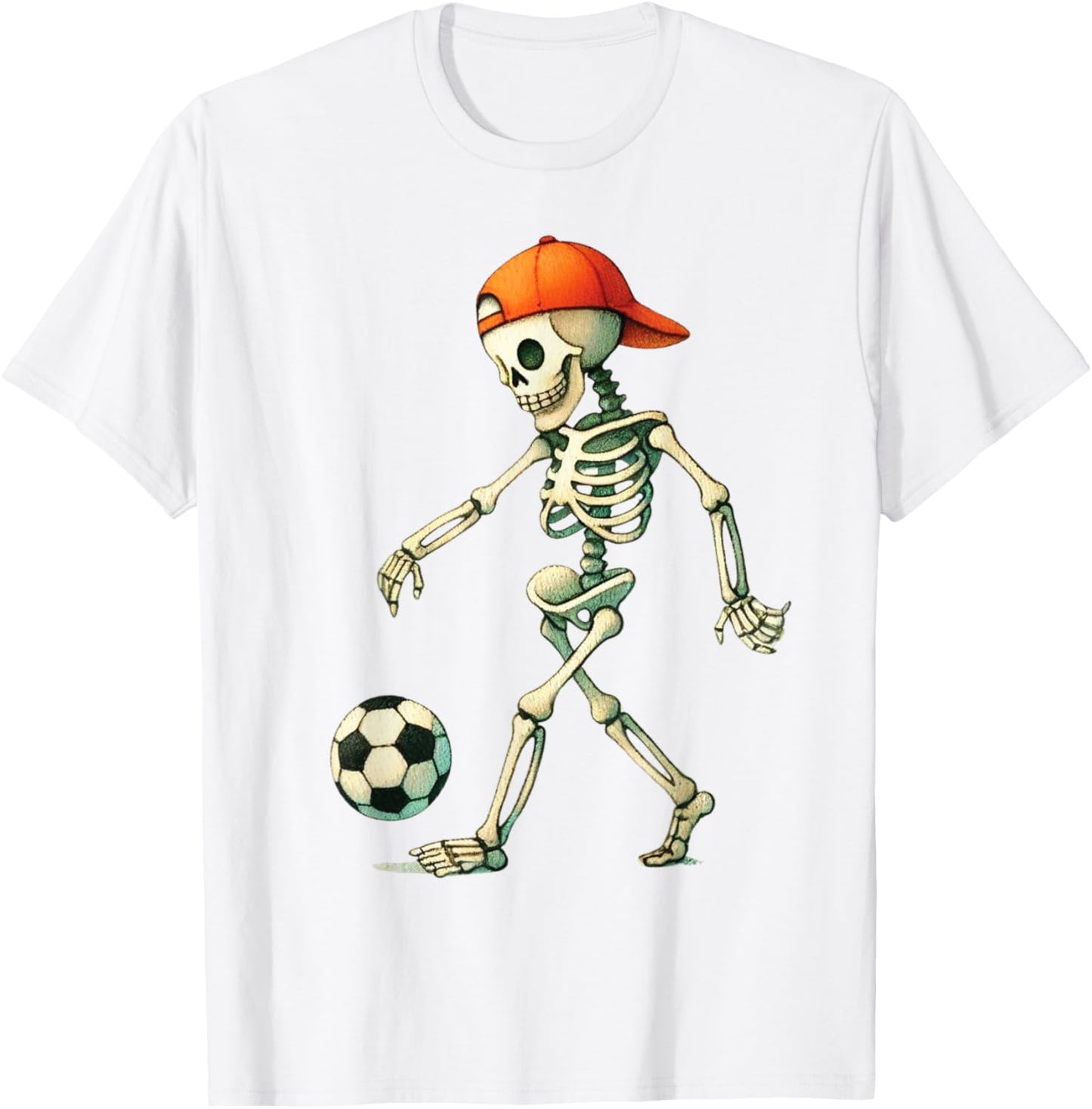 Skeleton Soccer Halloween Costume Funny Men Boys Kids T-Shirt - T-Shirt | White