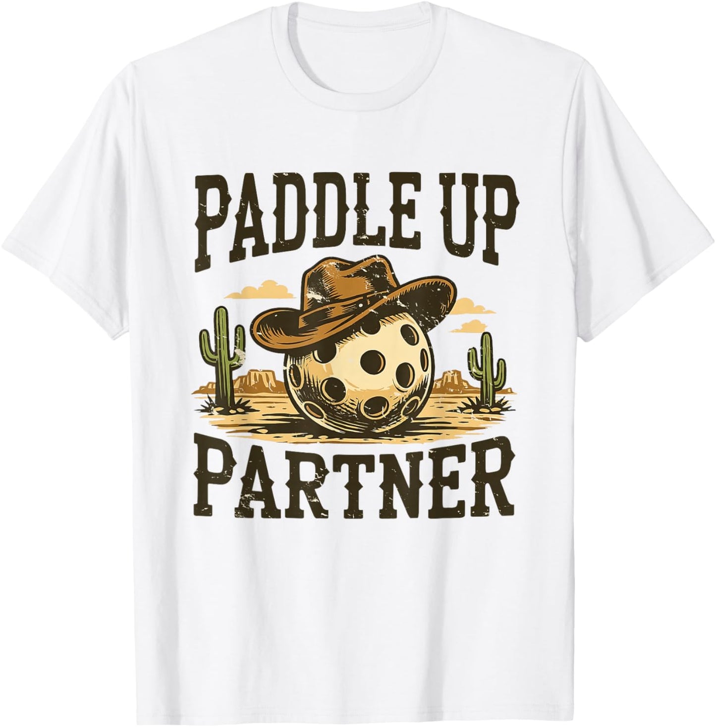 Paddle-Up Partner Howdy Pickle Ball Western Play Pickleball T-Shirt - T-Shirt | White