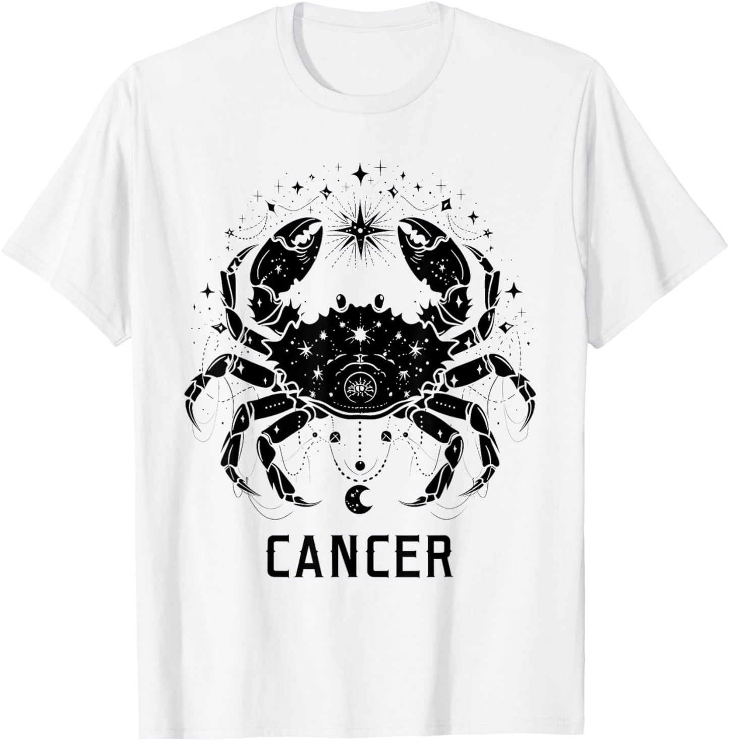 Whimsical Crab Zodiac Symbol Cancer Sign Astrological T-Shirt - T-Shirt | White