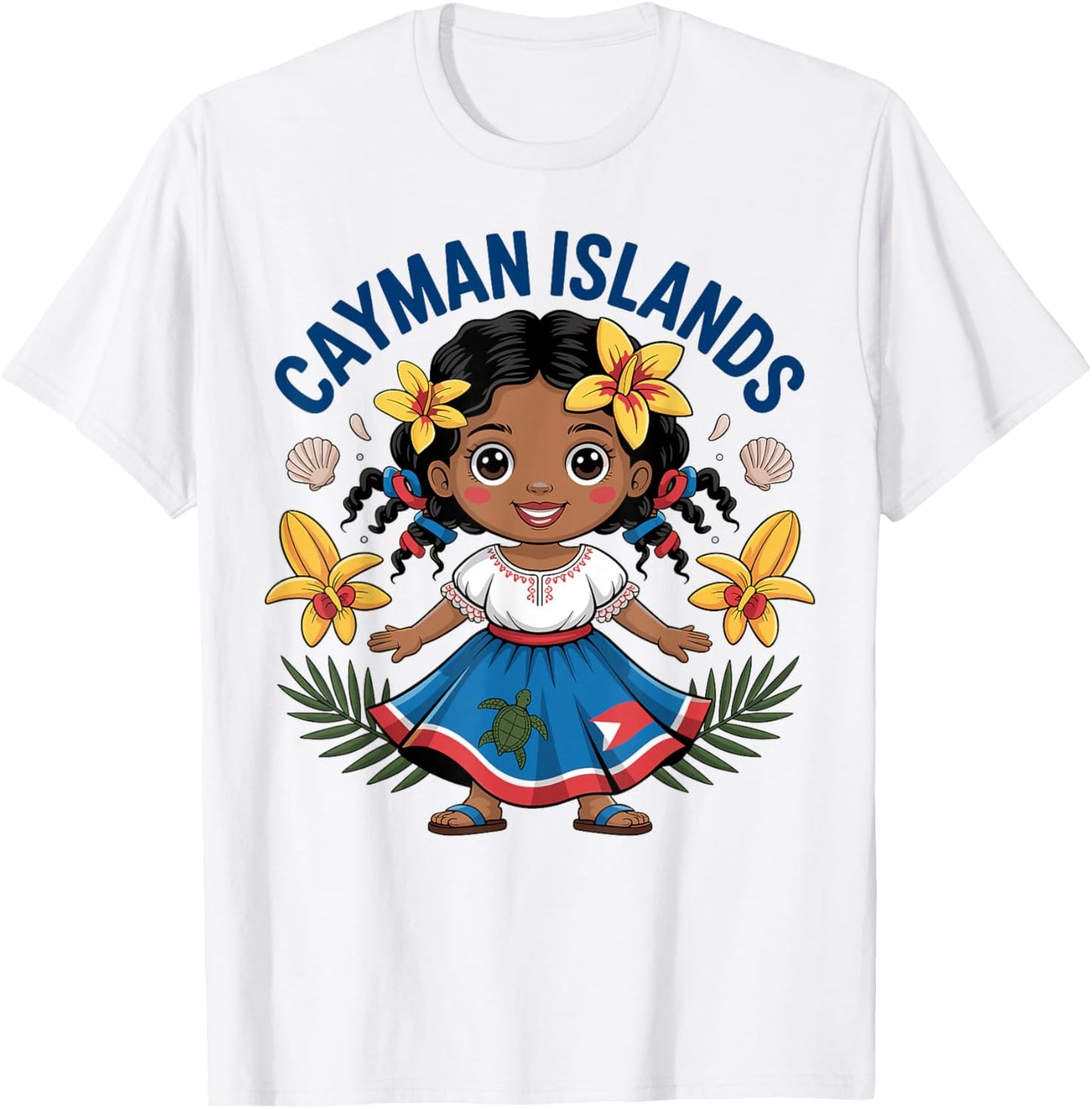 Cute Cayman Islands Girl in Island Dress for Kids T-Shirt - T-Shirt | White