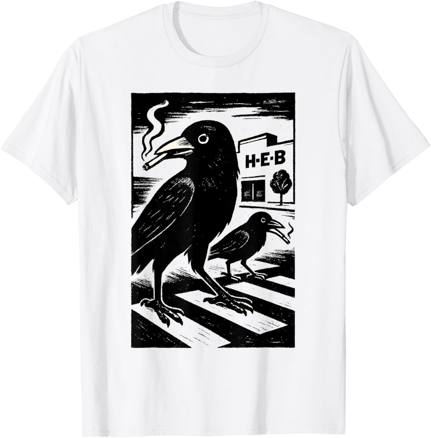Smoking Grackle Bird T-Shirt - T-Shirt | White