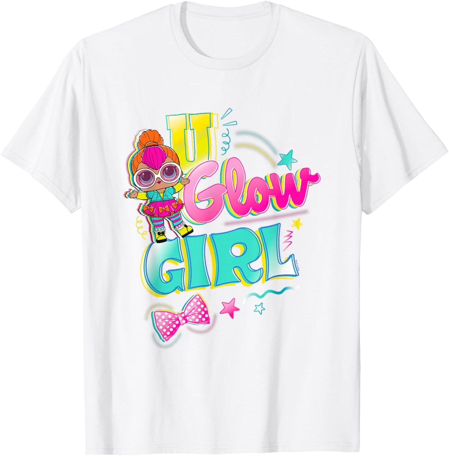 LOL Surprise U Glow Girl Neon Q. T. Retro Logo T-Shirt - T-Shirt | White