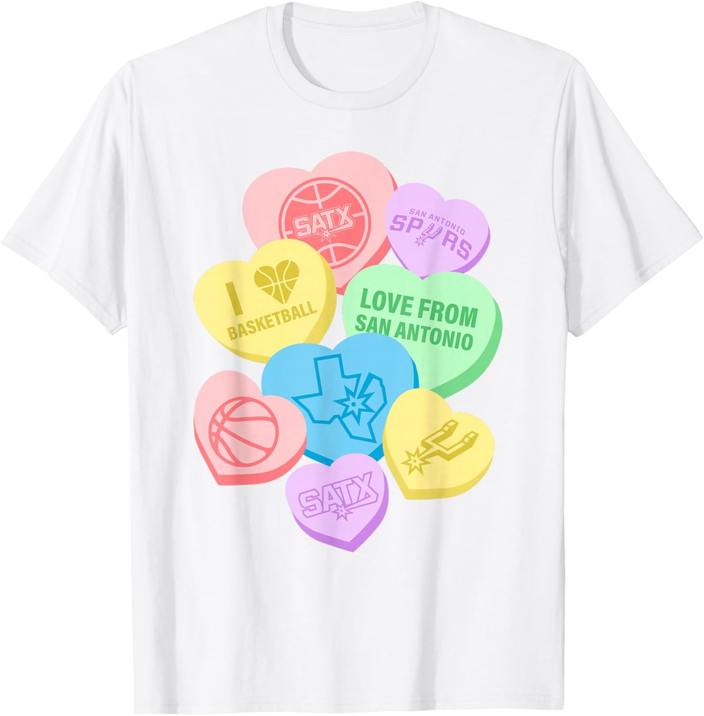 NBA San Antonio Spurs Valentine's Day Candy Hearts T-Shirt - T-Shirt | White