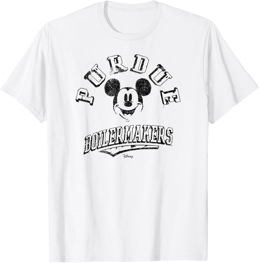 Purdue Boilermakers Mickey Mouse Retro Gray T-Shirt - T-Shirt | White