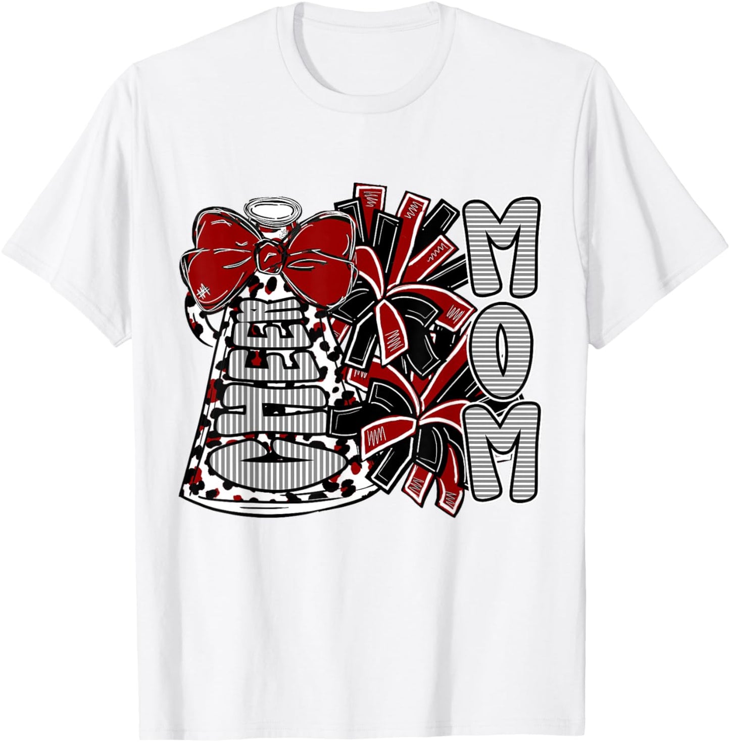Cheer Mom Coquette Bow Football Season Game Day Cheerleading T-Shirt - T-Shirt | White