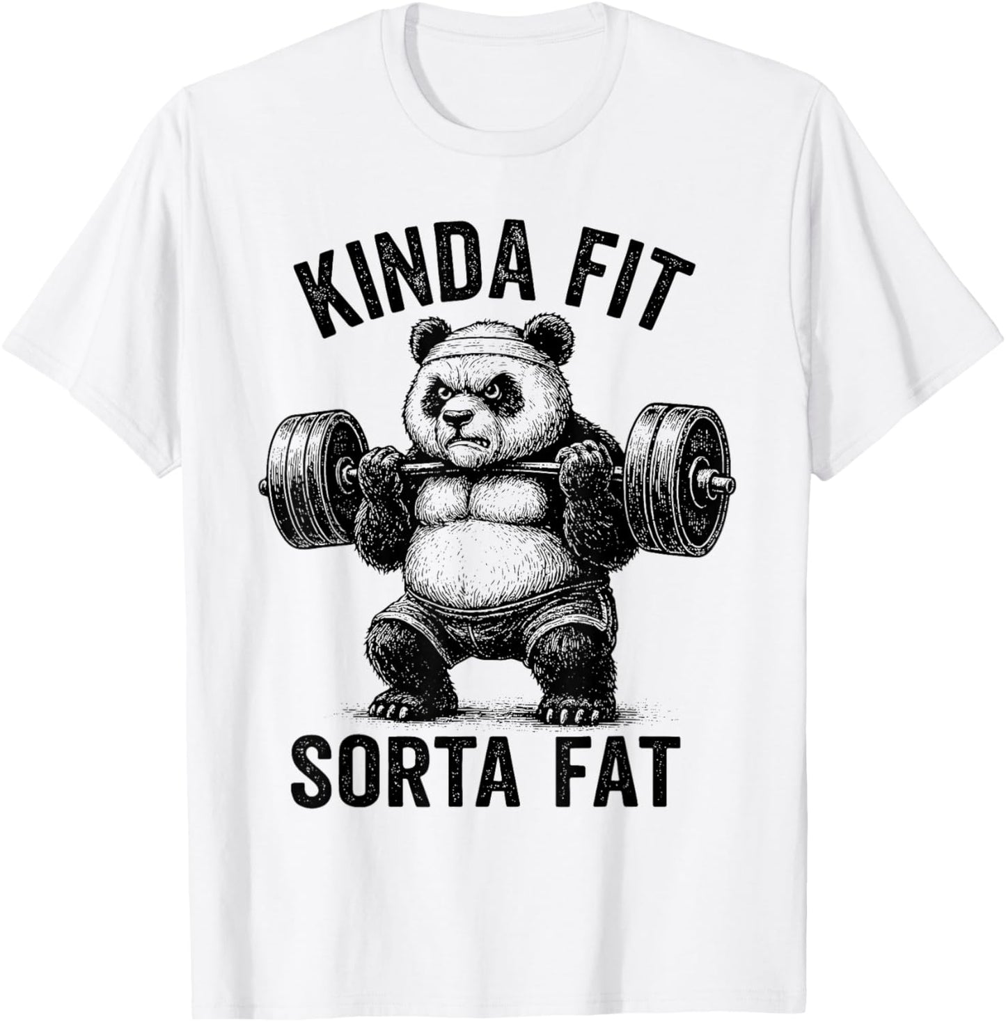 Funny Gym Panda Weightlifting Workout T-Shirt - T-Shirt | White