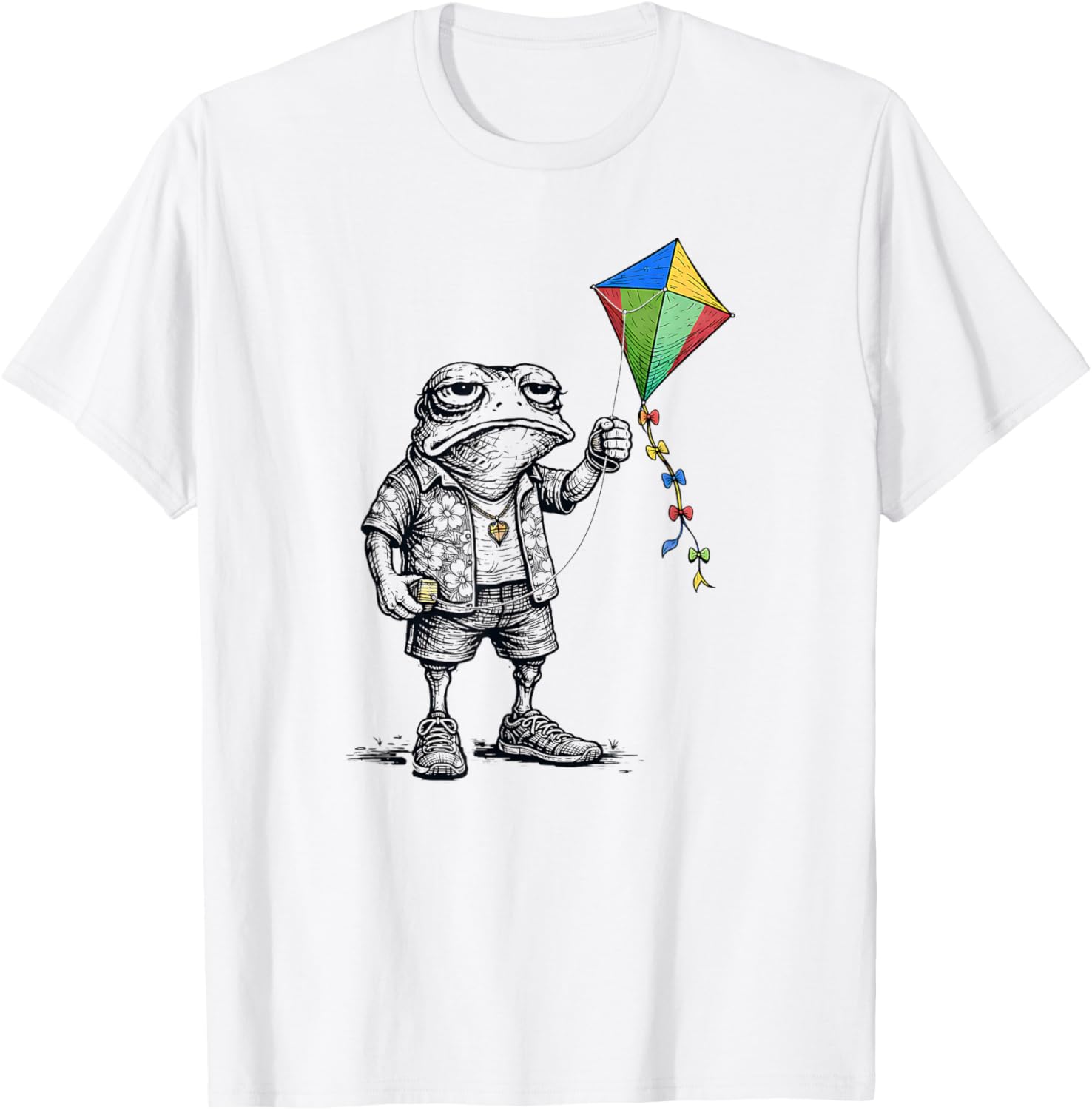 Frog Kite Funny Toad Men Women Grumpy Frog Flying Kite T-Shirt - T-Shirt | White