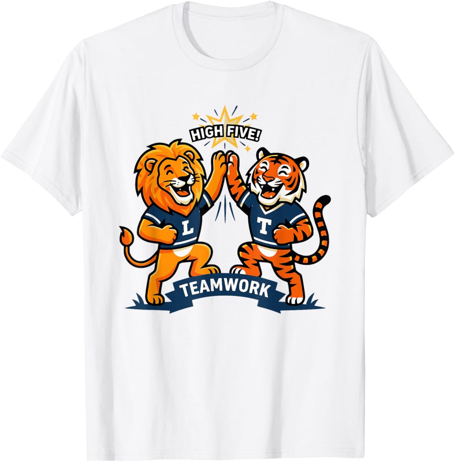 Niedliche Dschungeltiere Tiger Löwe Freundschaft Kinder Eltern T-Shirt - T-Shirt | White