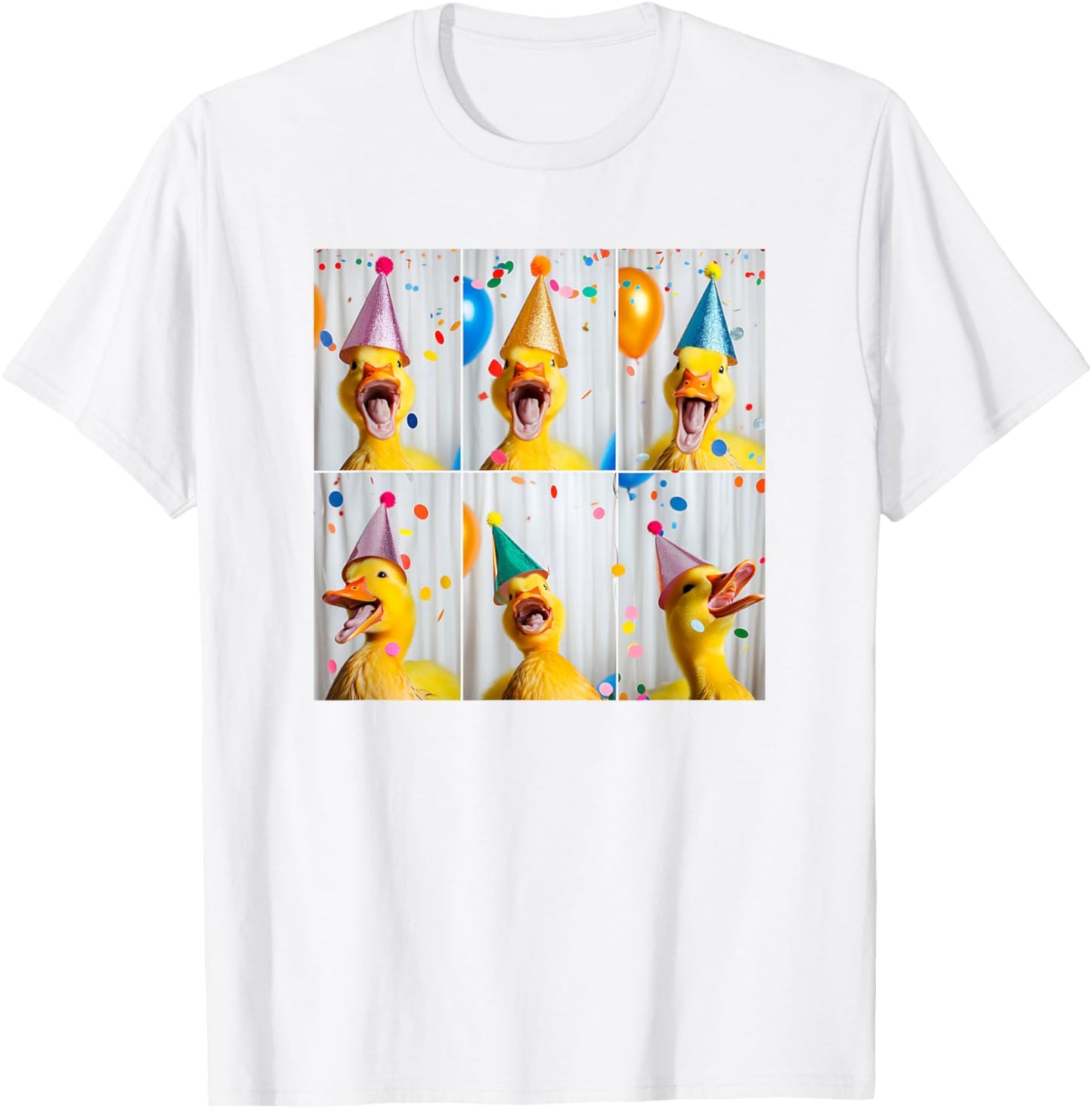 Happy Duck Face Farmyard Chick Colorful Bird Birthday Duck T-Shirt - T-Shirt | White