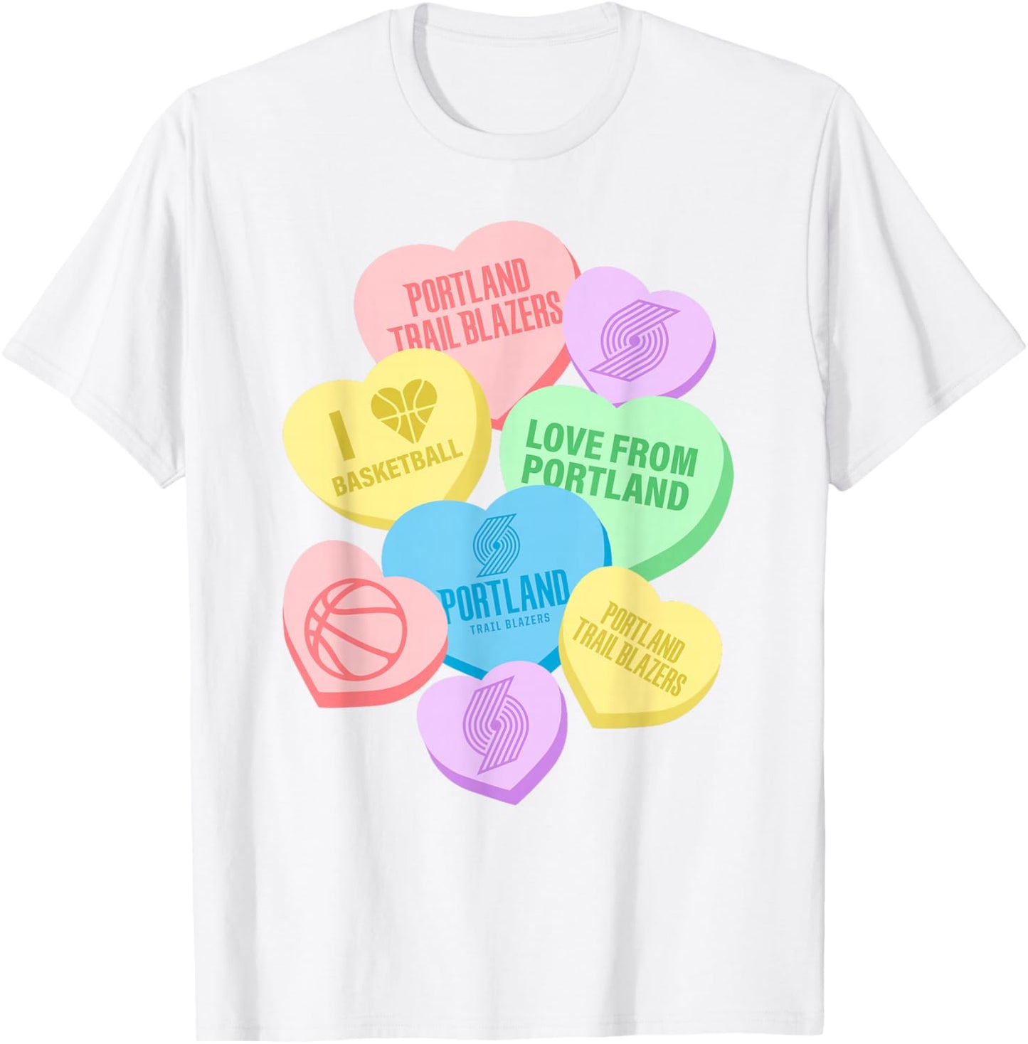 NBA Portland Trail Blazers Valentine's Day Candy Hearts T-Shirt - T-Shirt | White