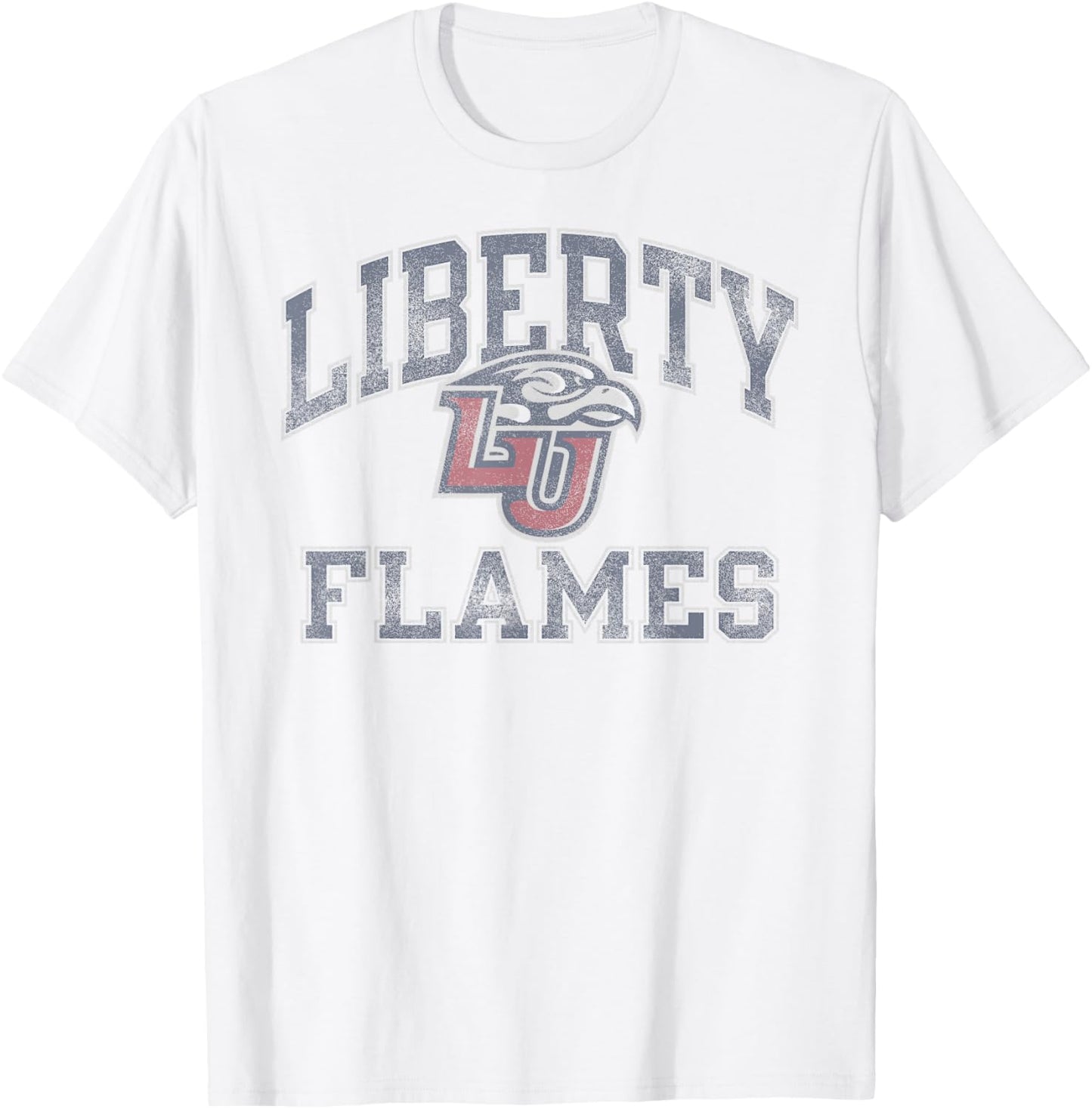 Liberty Flames Vintage Worn Gray Officially Licensed T-Shirt - T-Shirt | White