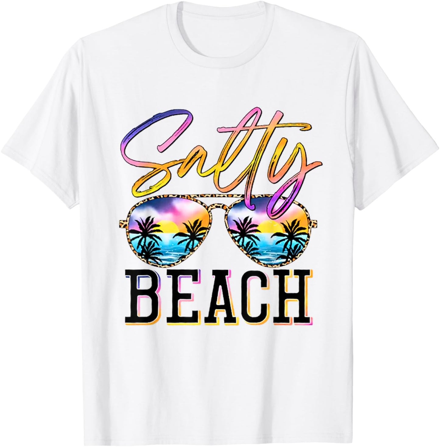 Salty Beach Sunset Sunglasses Summer Vacation Beach Party Women T-Shirt - T-Shirt | White
