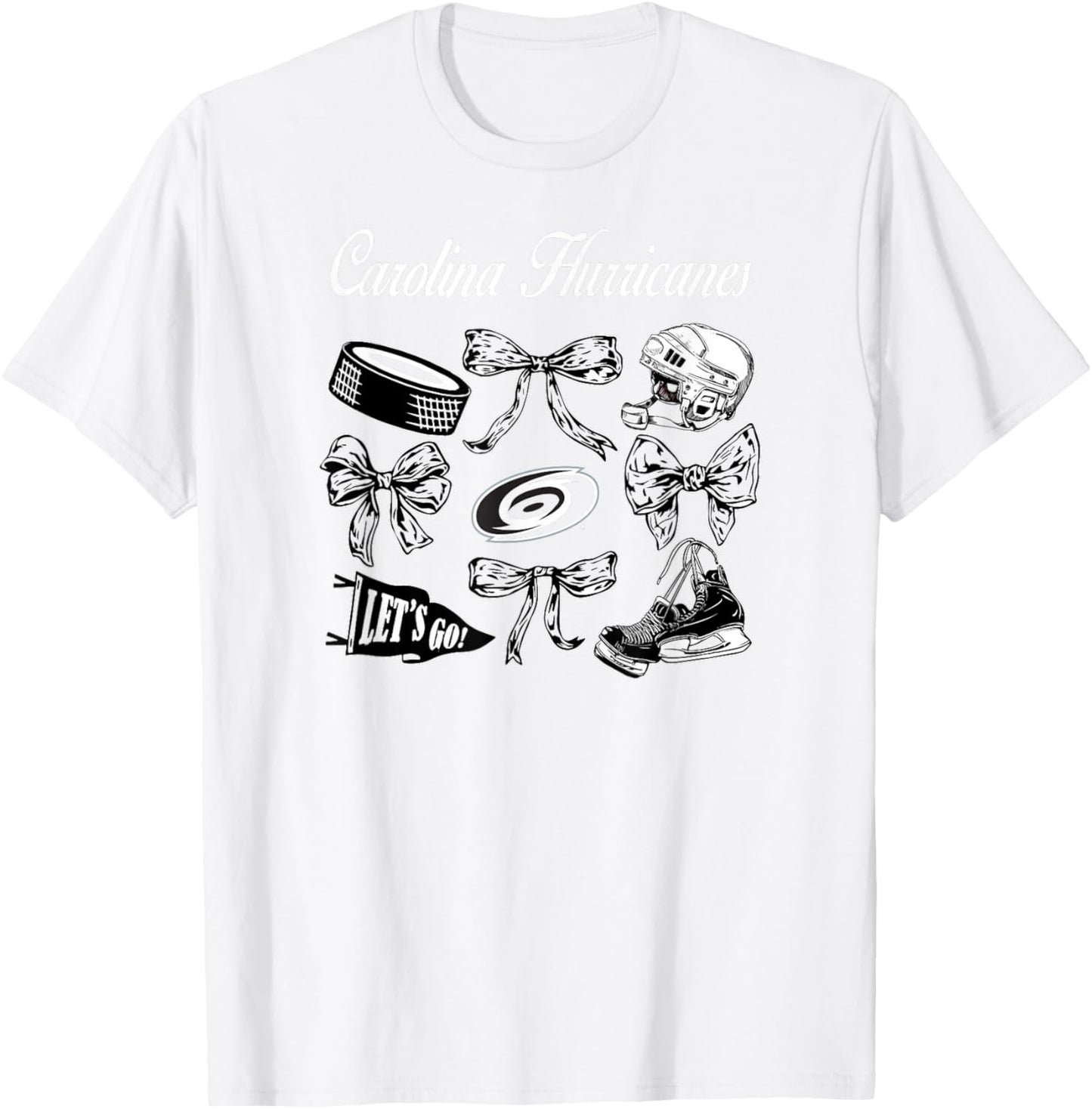 Carolina Hurricanes Bows Red NHL Officially Licensed T-Shirt - T-Shirt | White