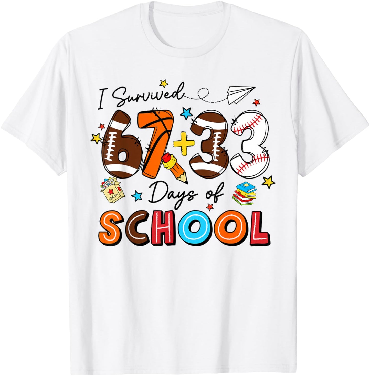 I Survived 67 33 Days of School Happy 100 Days of School Kid T-Shirt - T-Shirt | White