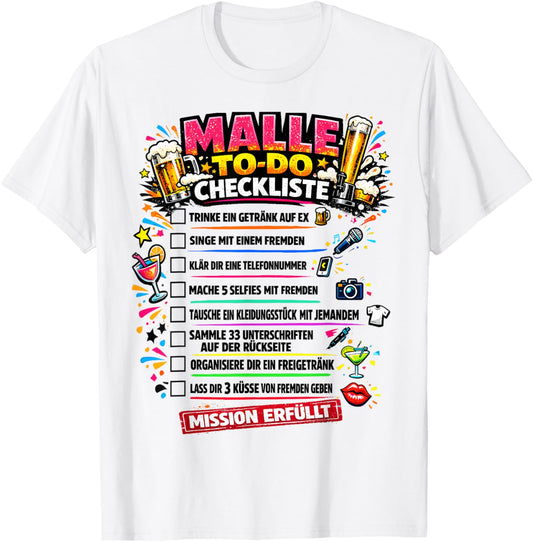 Mallorca Checkliste JGA Gruppen Outfit Aufgabenliste Malle T-Shirt - T-Shirt | White
