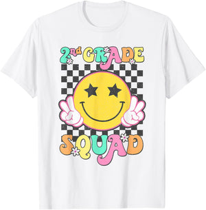 Second Grade Squad Smile Retro Back To School 2nd Grade T-Shirt - T-Shirt | White