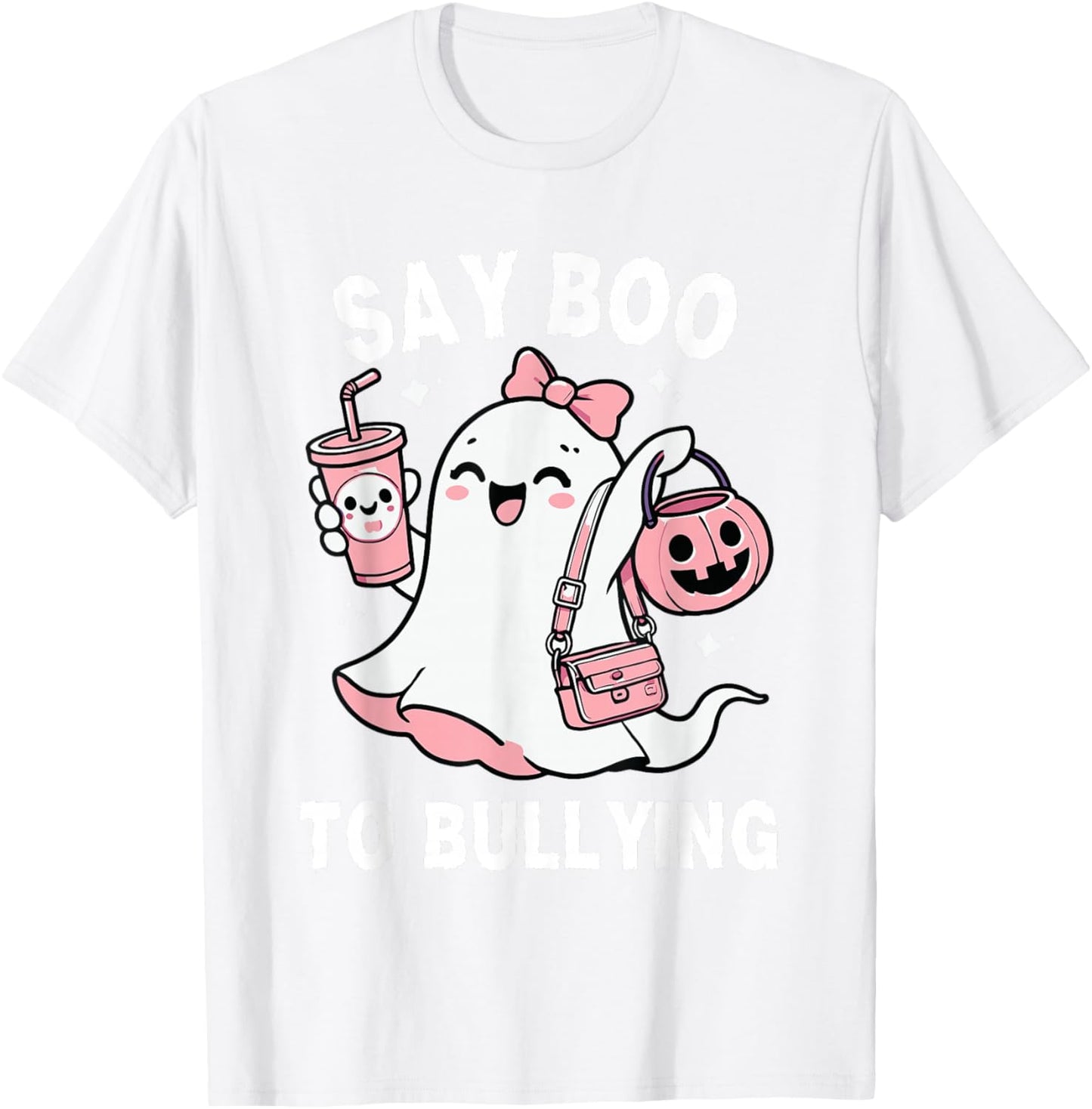 Say Boo To Bullying Orange Anti Bullying Unity Day Halloween T-Shirt - T-Shirt | White