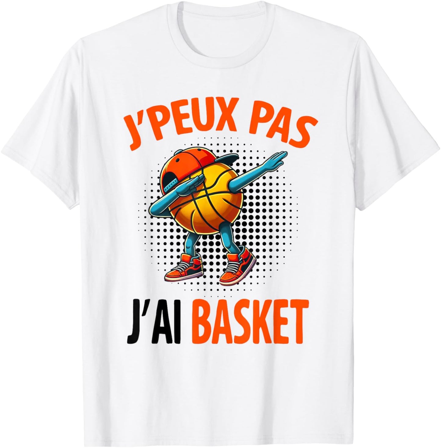 J'Peux Pas J'AI Basketball Funny Humour Original Basketball T-Shirt - T-Shirt | White