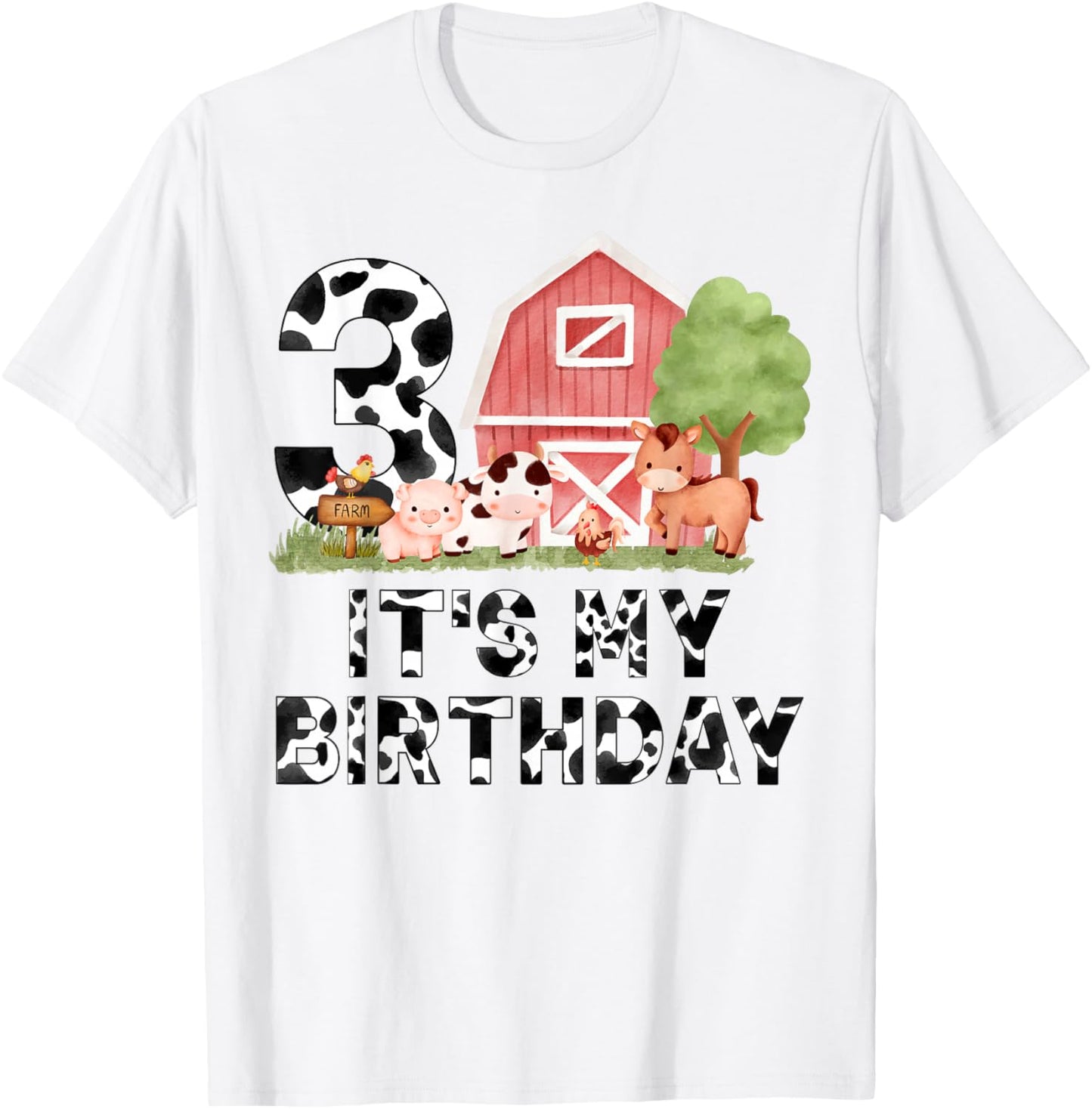 It's My 3rd Birthday Boy Girl Farm Animal 3 Years Old Kids T-Shirt - T-Shirt | White