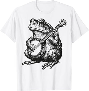 Frog Playing Banjo T-Shirt - T-Shirt | White