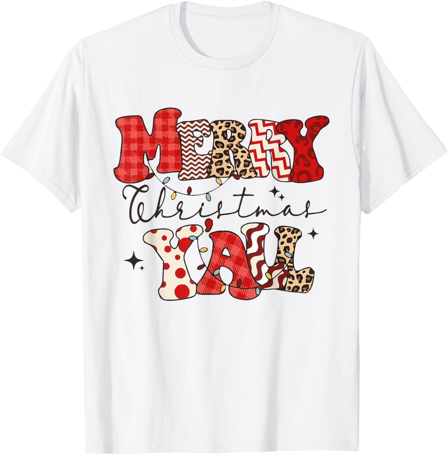 Merry Christmas Y'all Leopard Buffalo Pajama Family Xmas T-Shirt - T-Shirt | White