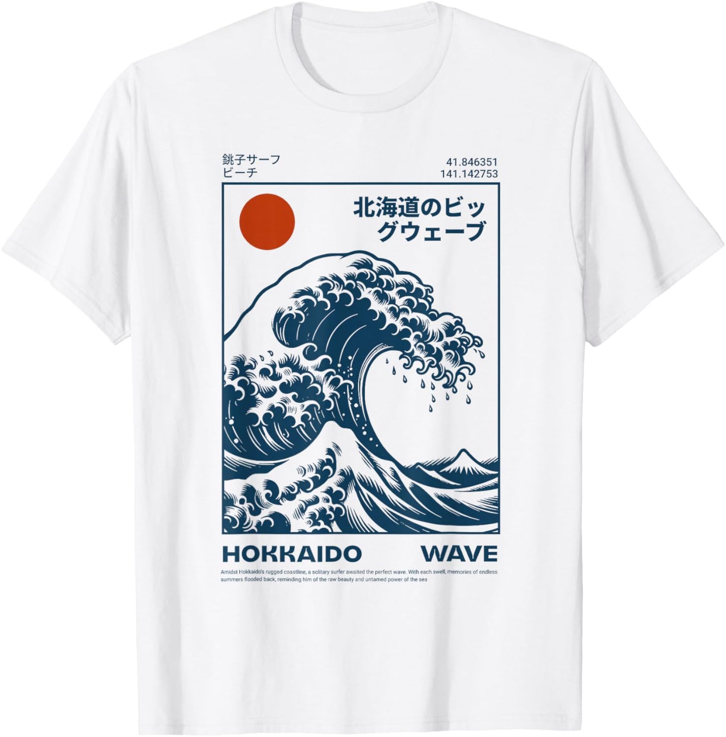 Hokkaido Aesthetic Vintage Japanese Big Wave Kanagawa T-Shirt - T-Shirt | White