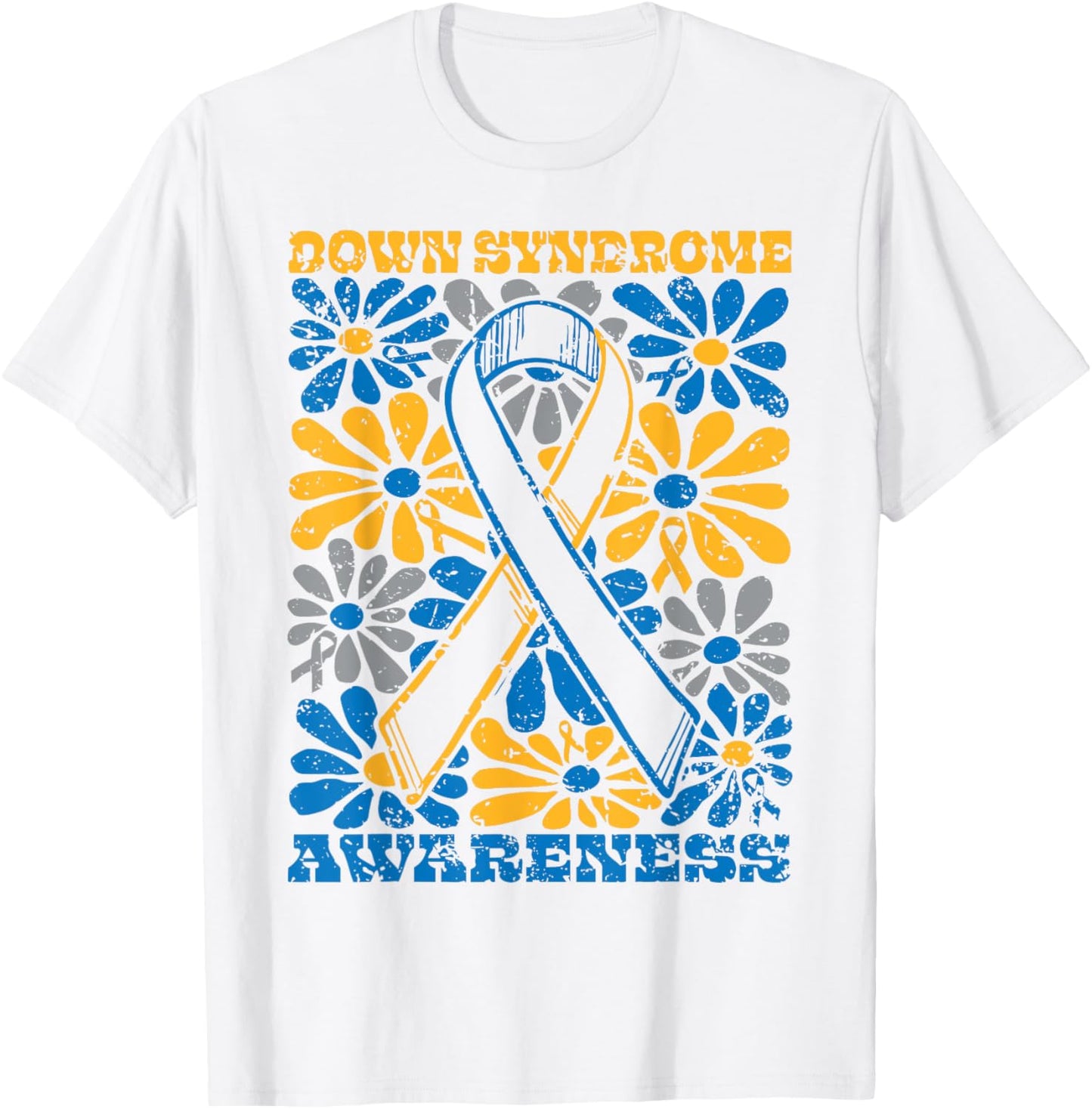 Flowers Motivational Down Syndrome Awareness Men Women Kids T-Shirt - T-Shirt | White