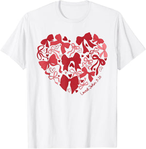 Loved John 3 16 Bow Valentine Christian Bible Verse Women T-Shirt - T-Shirt | White