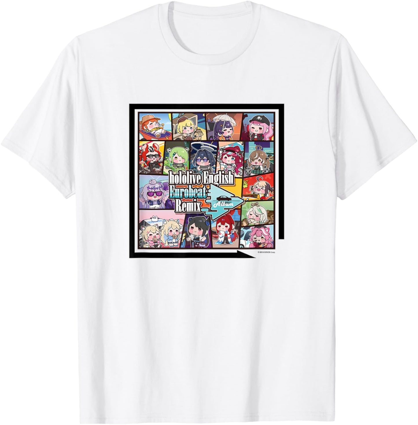 hololive English Eurobeat Remix Album T-Shirt - T-Shirt | White