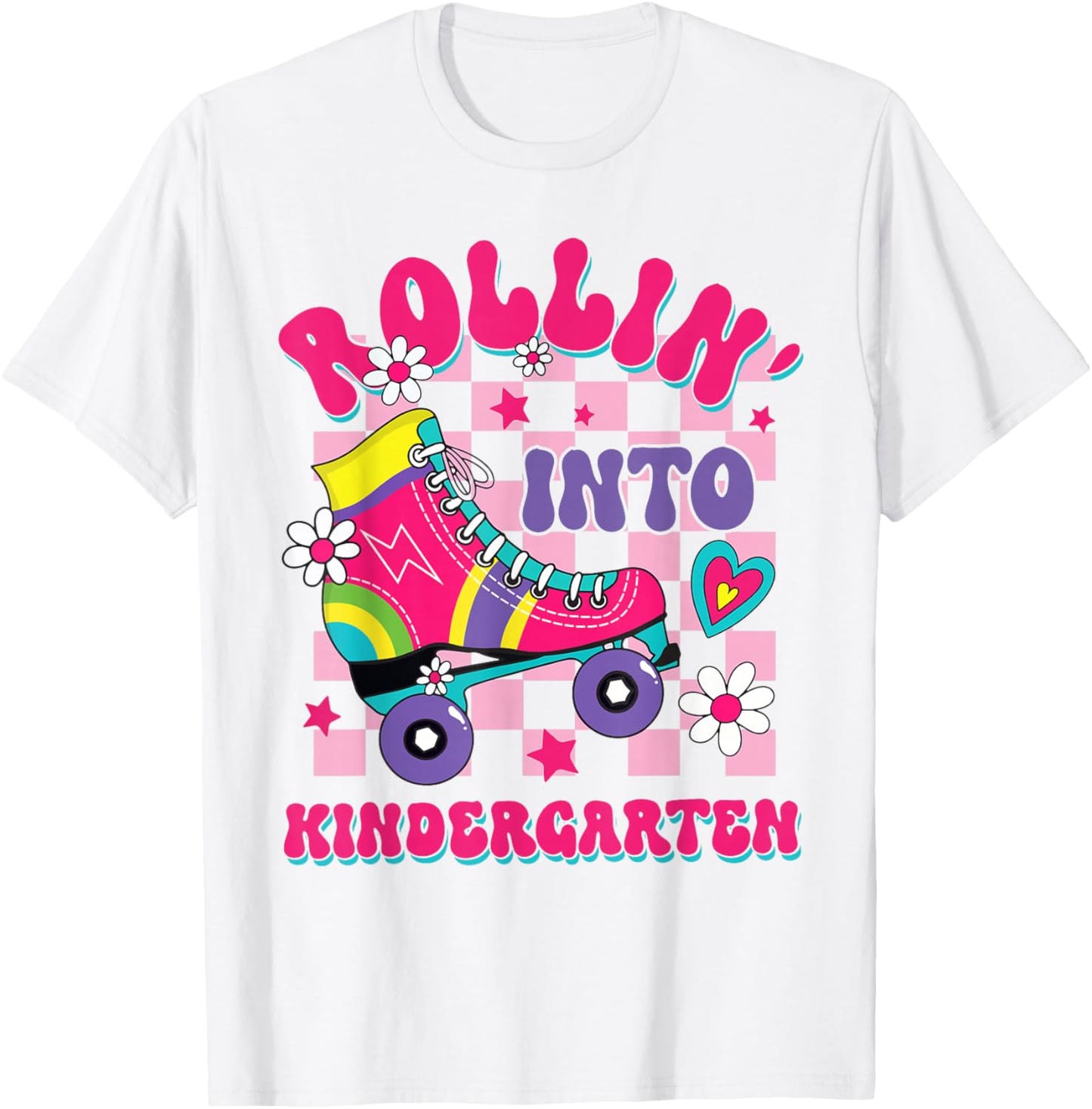 Rolling Into Kindergarten Girl Roller Skate Toddler Kids T-Shirt - T-Shirt | White