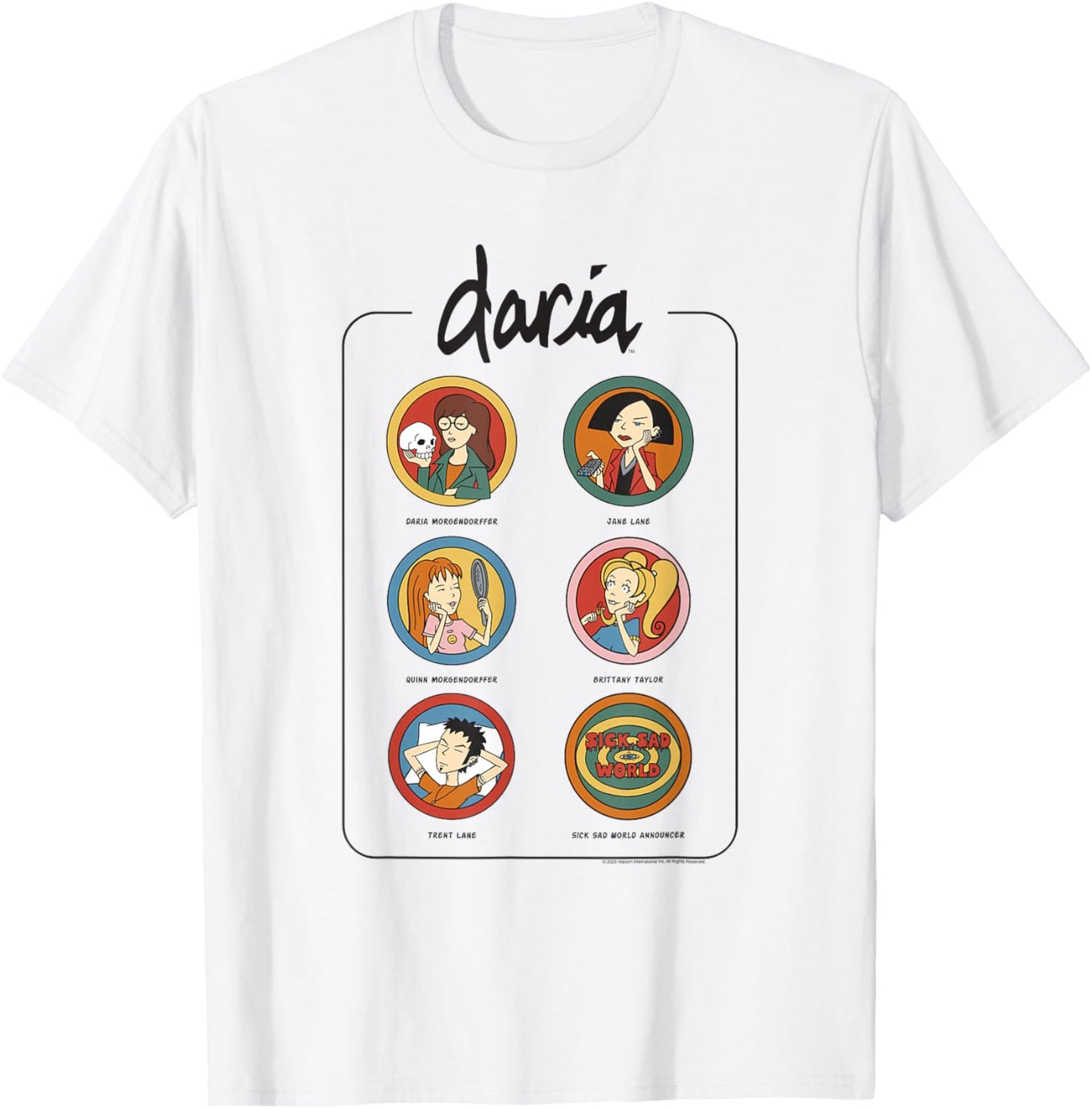 Daria Vintage Character Chart Retro Cartoon T-Shirt - T-Shirt | White