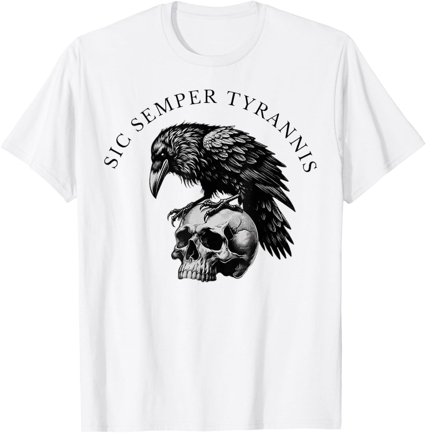 Sic Semper Tyrannis & Raven Skull T-Shirt - T-Shirt | White