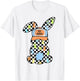 Checkered Bunny Easter Day Coquette Bows Rabbit Happy Easter T-Shirt - T-Shirt | White
