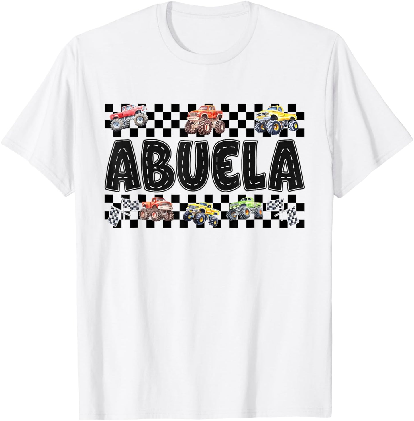 Abuela Retro Monster Truck Family Crew Birthday Matching T-Shirt - T-Shirt | White