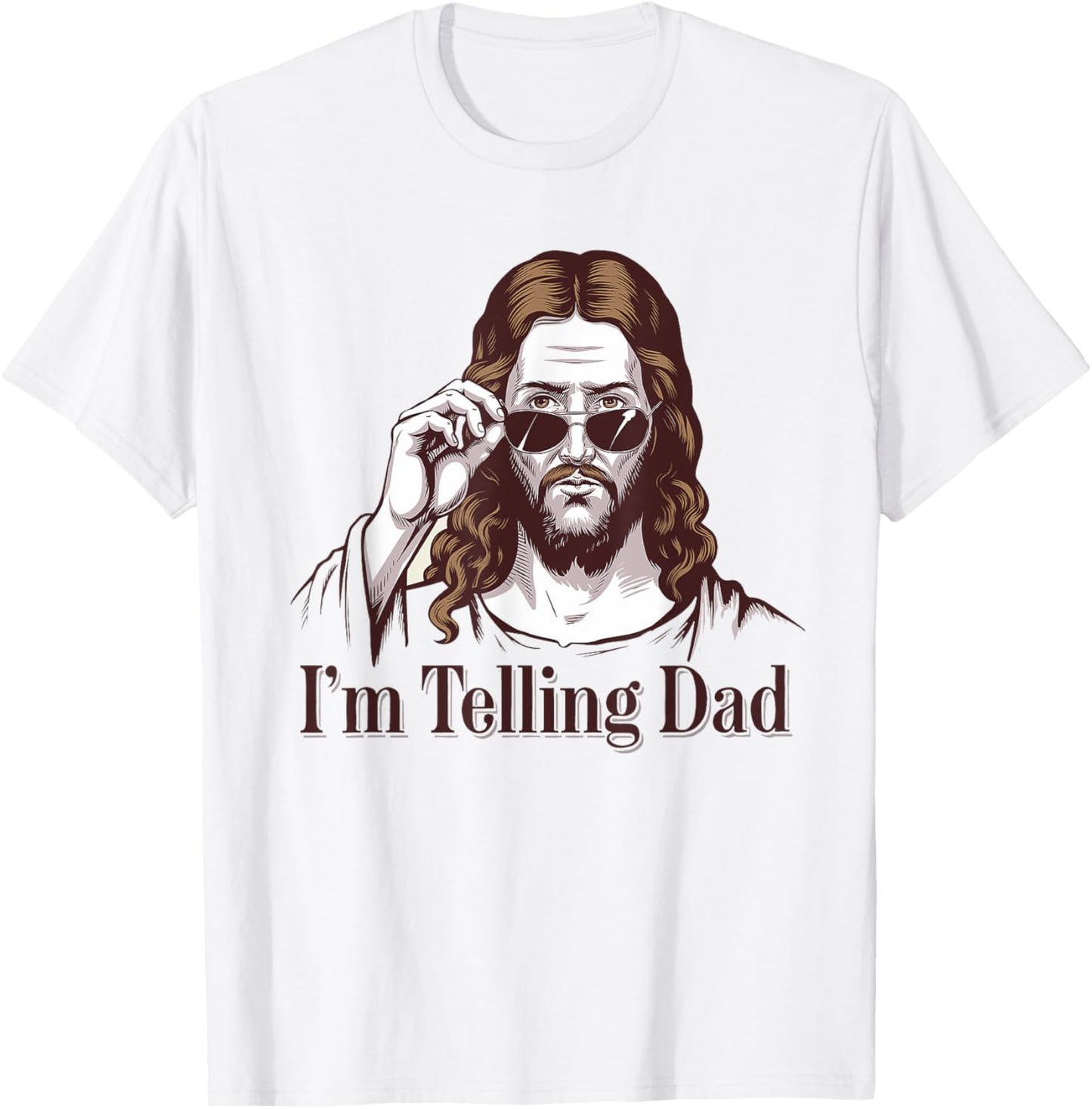 Funny I'm Telling Dad Retro Religious Christian Jesus T-Shirt - T-Shirt | White
