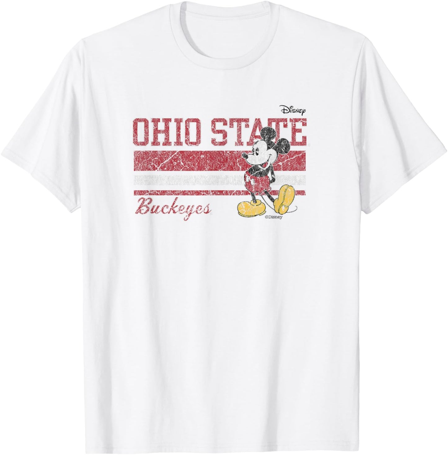 Ohio State Buckeyes Mickey Mouse Vintage Gray T-Shirt - T-Shirt | White