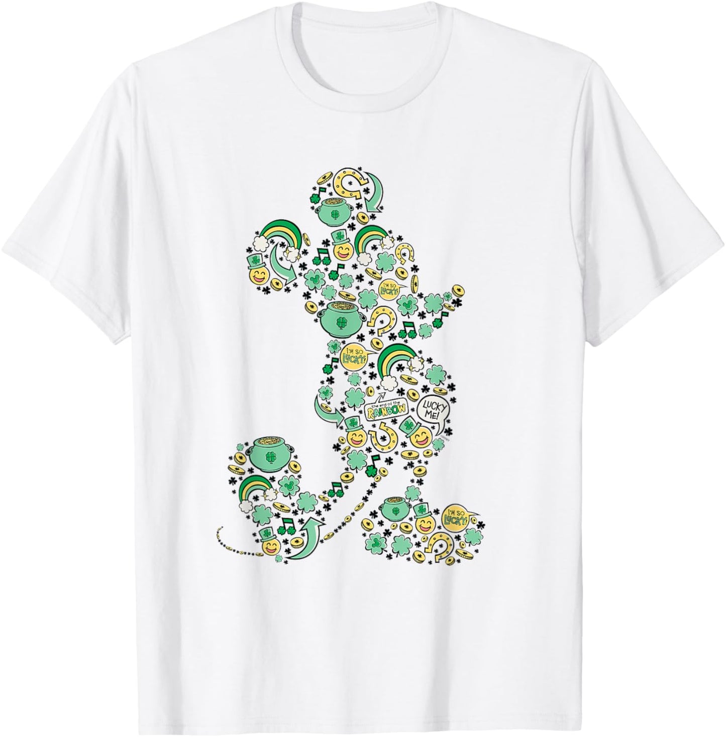 NEW Disney Mickey St. Patrick's Day Lucky Icons Silhouette T-Shirt - T-Shirt | White