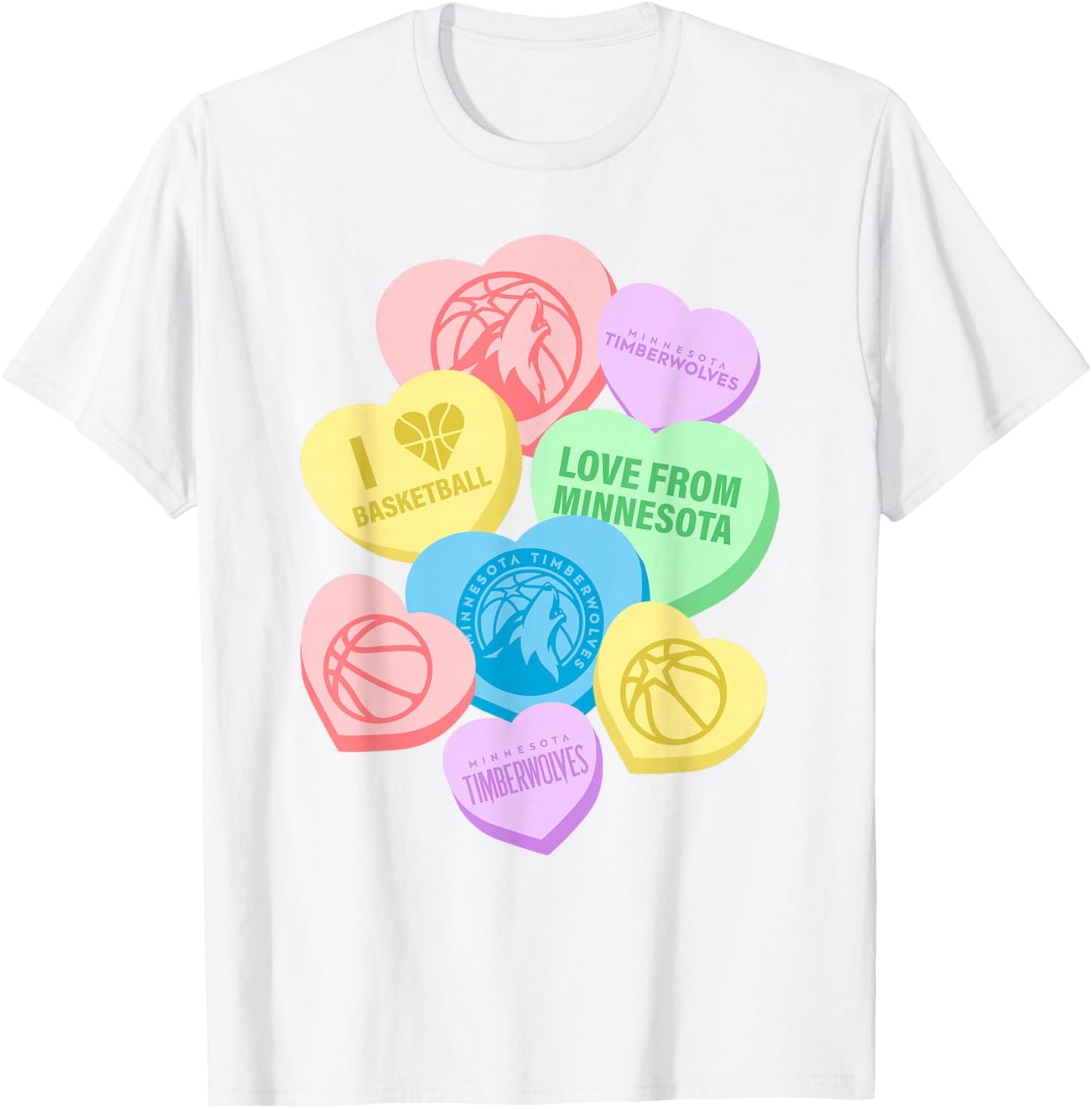 NBA Minnesota Timberwolves Valentine's Day Candy Hearts T-Shirt - T-Shirt | White