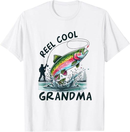 Reel Cool Grandma Birthday Party Fishing Matching Family T-Shirt - T-Shirt | White