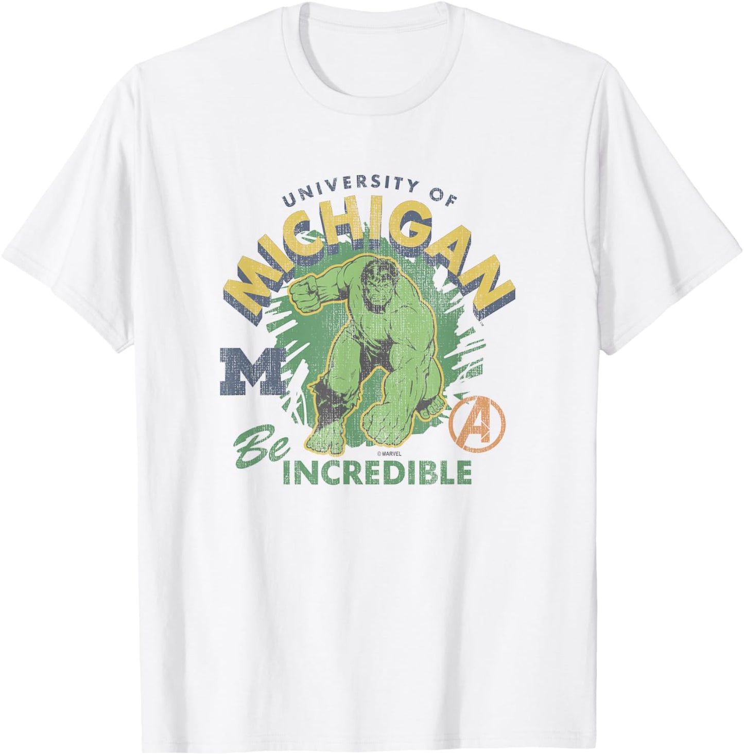 Michigan Wolverines Hulk Vintage Marvel Gray T-Shirt - T-Shirt | White