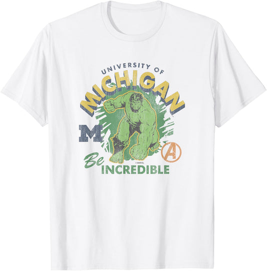 Michigan Wolverines Hulk Vintage Marvel Gray T-Shirt - T-Shirt | White