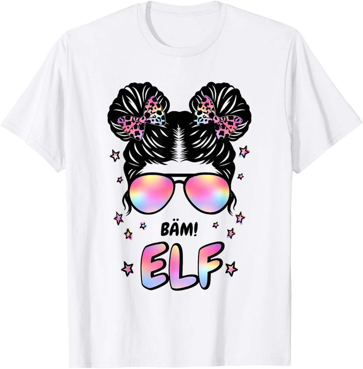 11th Birthday Girl Messy Bun Bäm! Elf T-Shirt - T-Shirt | White