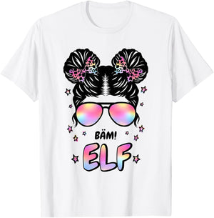 11th Birthday Girl Messy Bun Bäm! Elf T-Shirt - T-Shirt | White