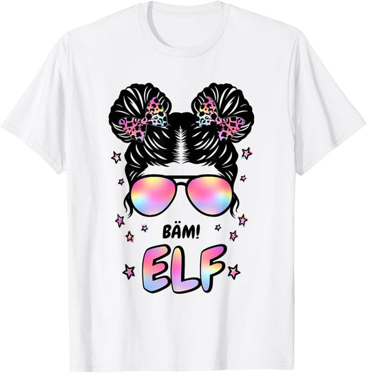 11th Birthday Girl Messy Bun Bäm! Elf T-Shirt - T-Shirt | White