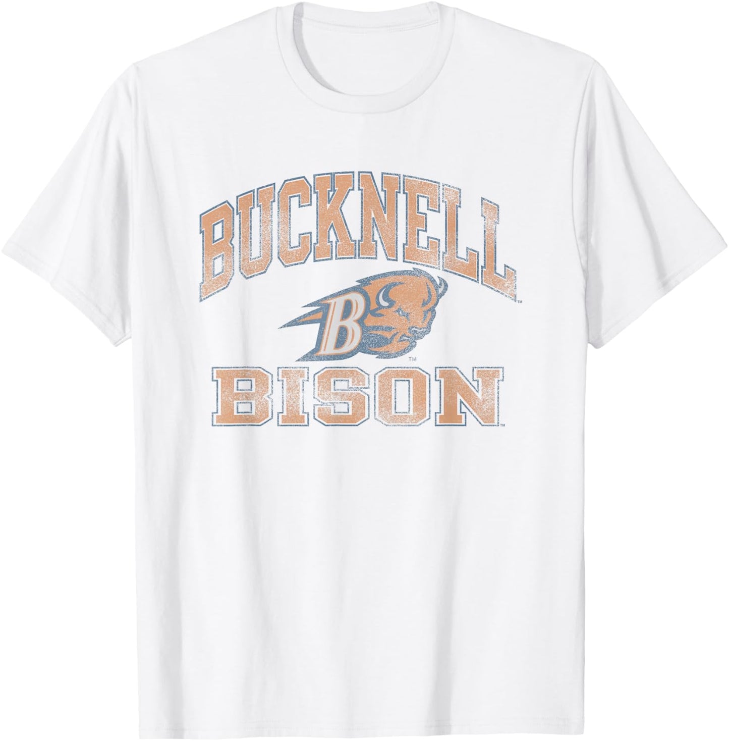 Bucknell Bison Vintage Worn Gray Officially Licensed T-Shirt - T-Shirt | White